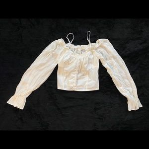 Vintage Style off shoulder button shirt